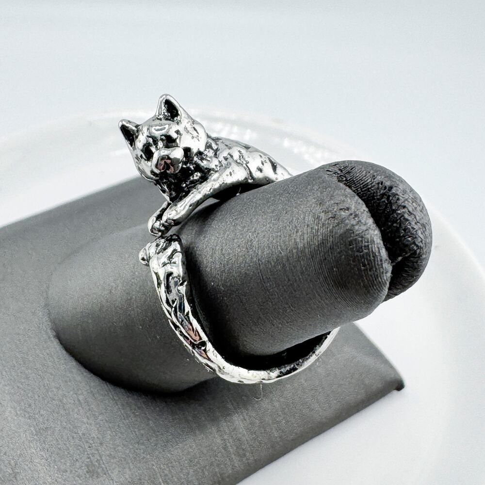 Vintage Cat Kitten Ring Feline Lover Playful Timeless Statement Kidcore Twee